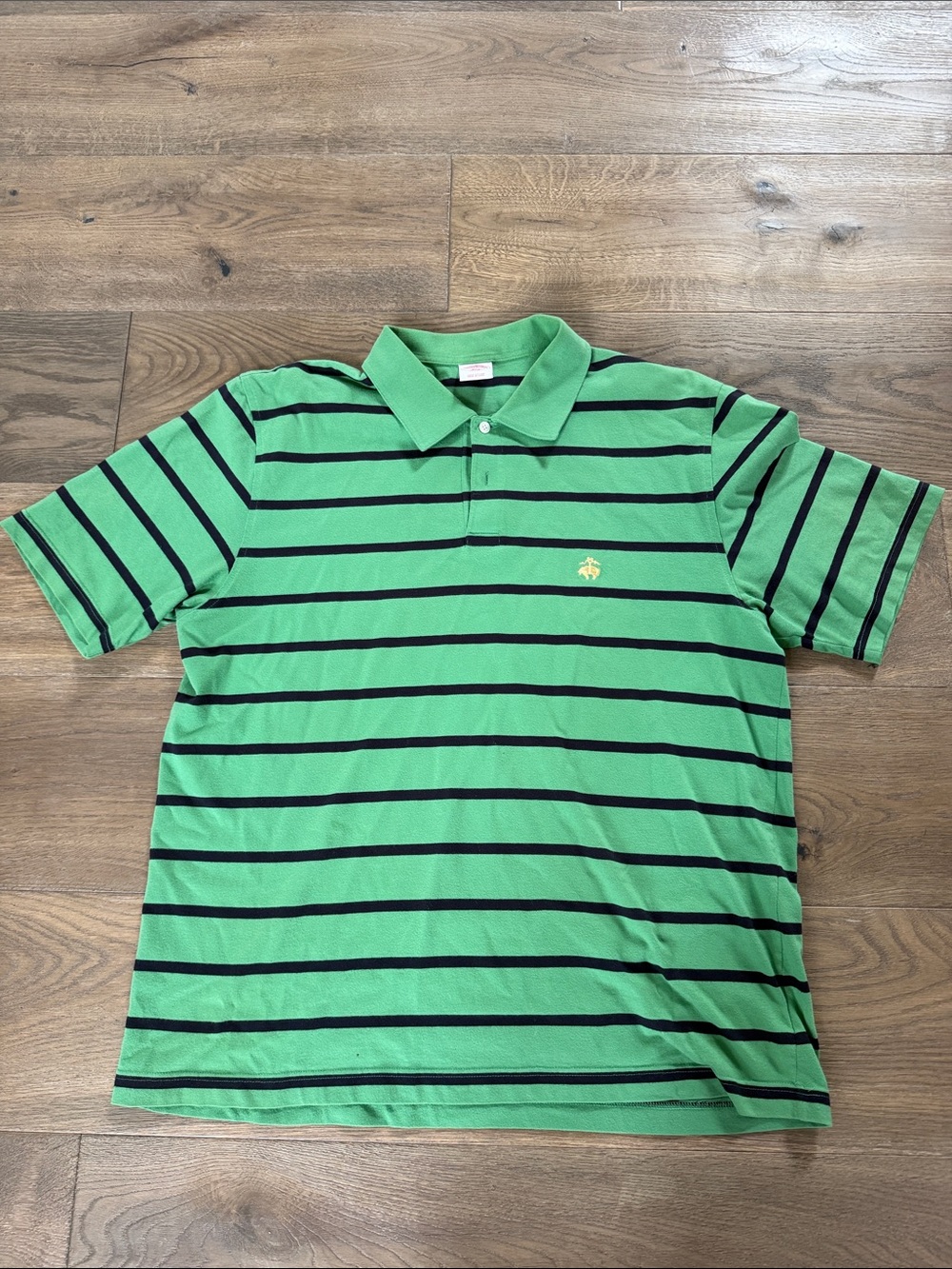 Brooks Brothers Green Polo with Navy Stripes